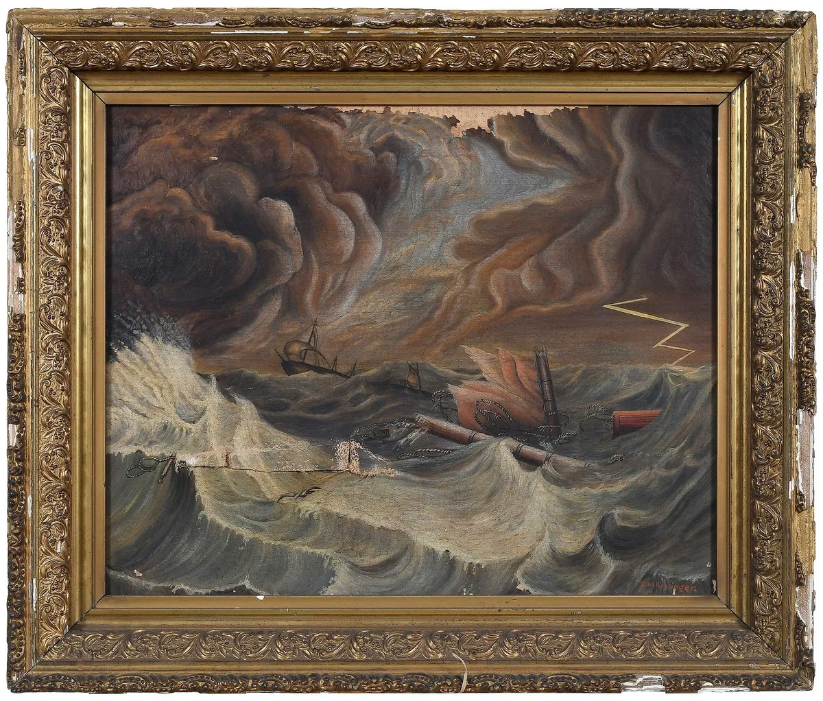 C. M. Kissinger, Storm and Shipwreck, oil on canvas