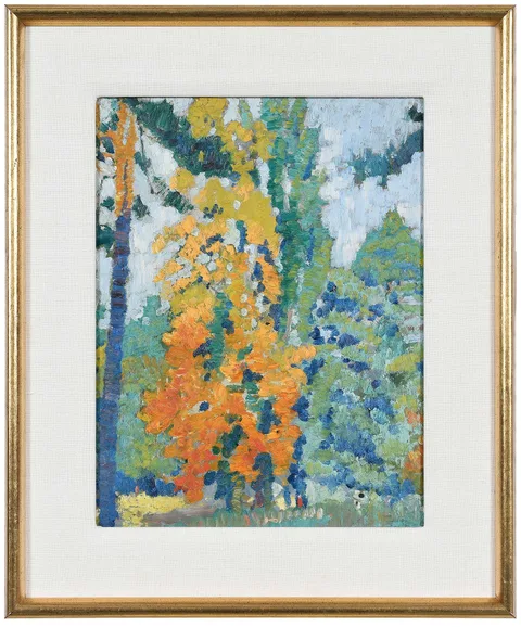 Alonzo C. Webb, Forest Scene, oil on board