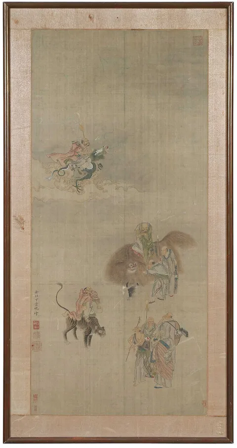 Ding Yunpeng, Immortals and Mythical Beasts Among Clouds, ink and pigment on silk