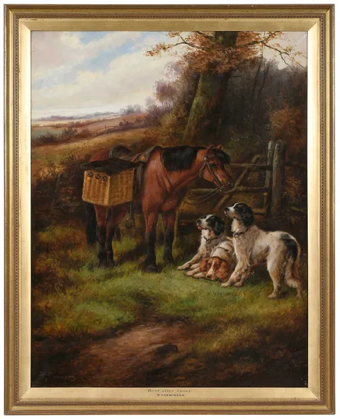 Robert Cleminson, Rest After the Hunt, oil on canvas