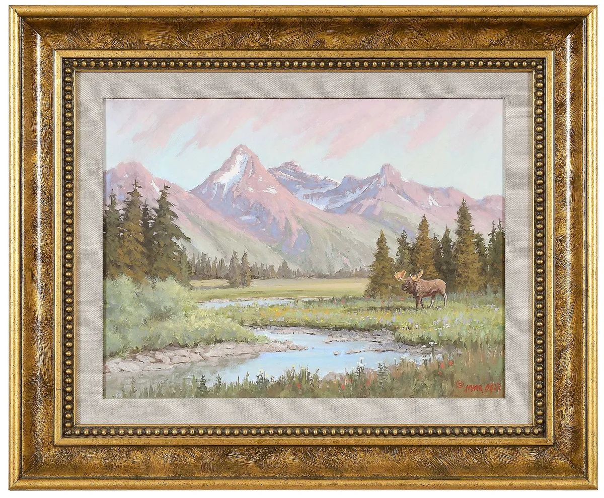 Mark Ogle, Moose Flats, Tetons, Wyoming, oil n Masonite