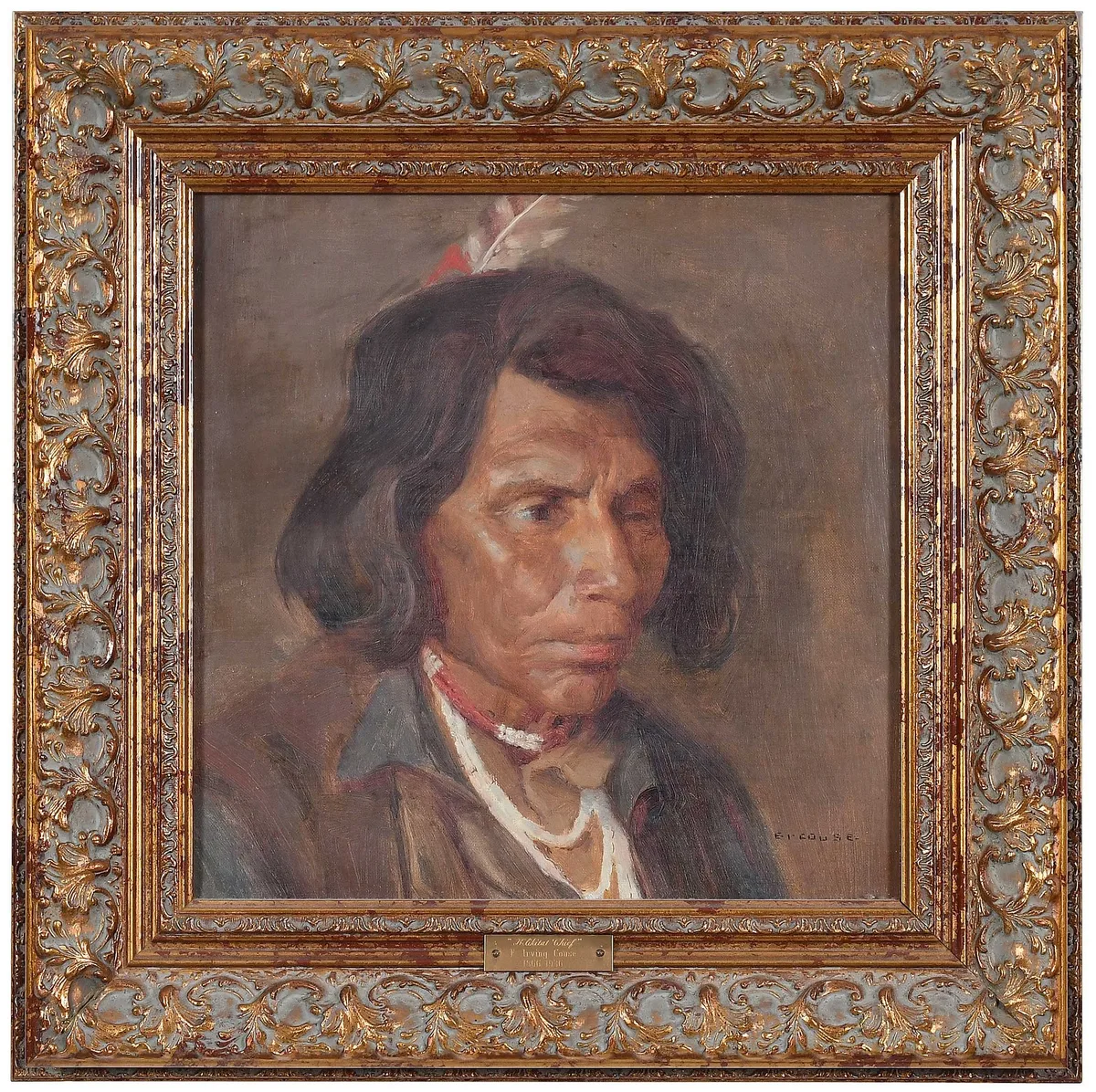 Klikitat Chief by E. Irving Couse, oil on canvas, sold Feb 2024
