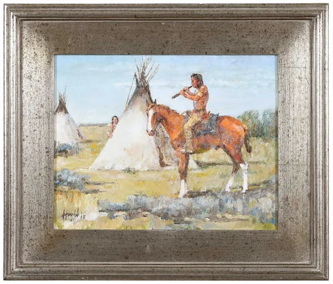 Frank Hagel, Flute Courtship, 2015, oil on Masonite