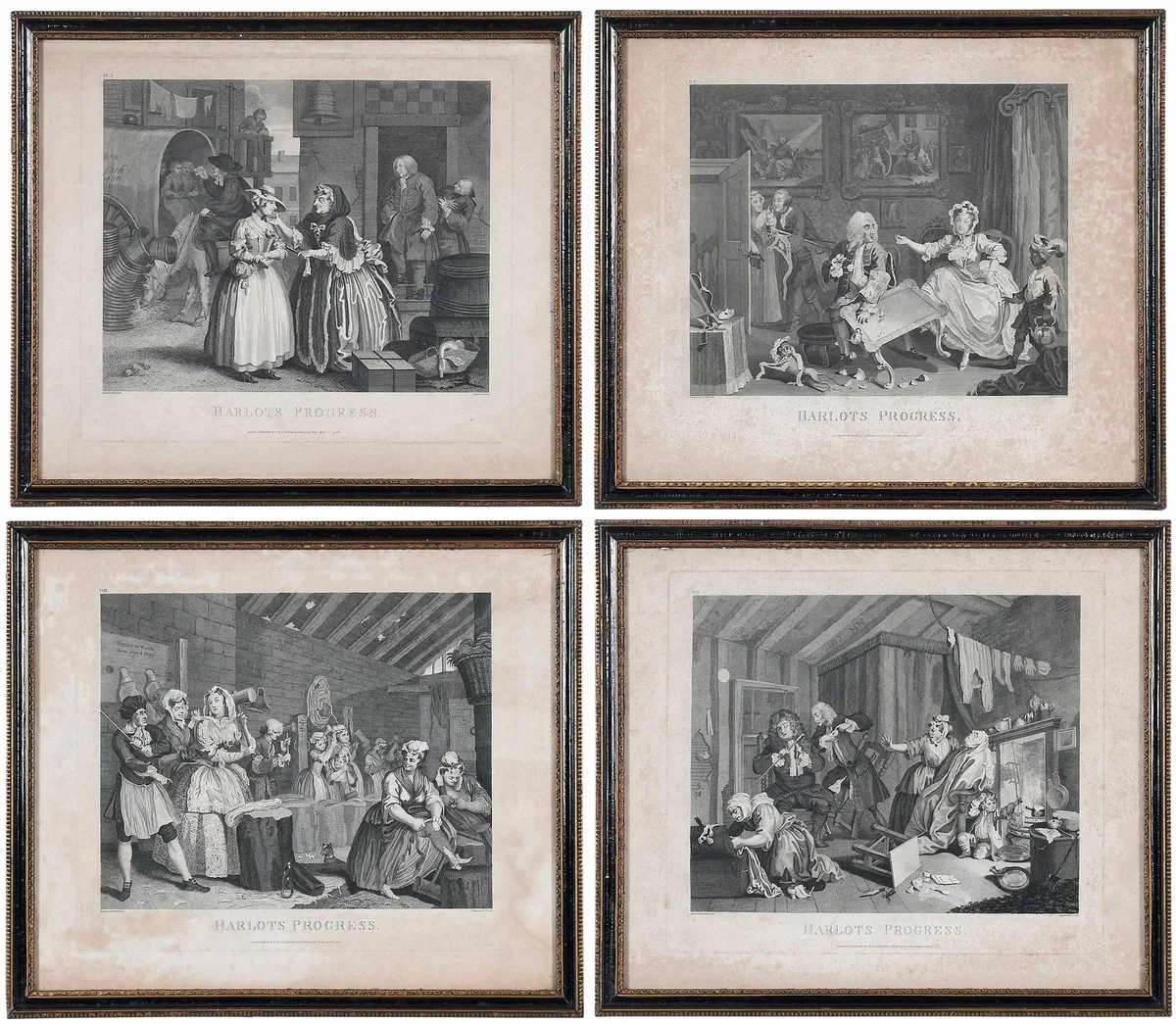 Harlot's Progress by William Hogarth, engravings with etching on laid paper, sold Jan 2024