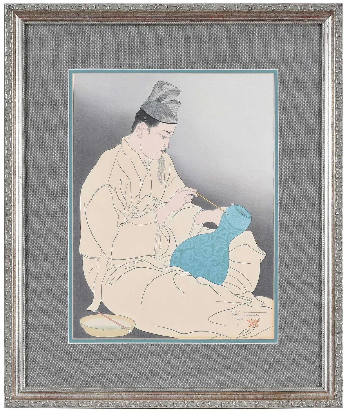Le Maitre Potier, "Coree by Paul Jacoulet, woodblock print, sold Jan 2024