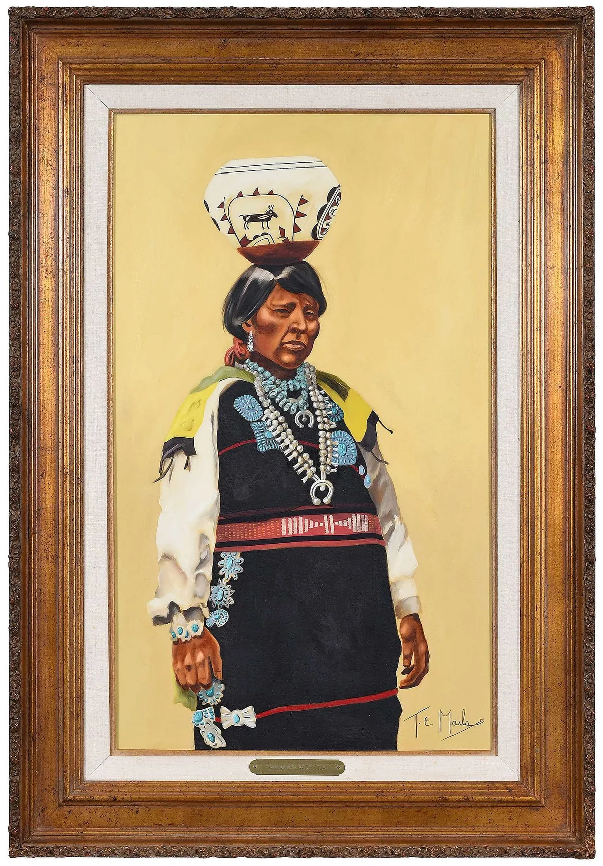 Thomas Mails, Zuni Woman with Olla, oil on canvas