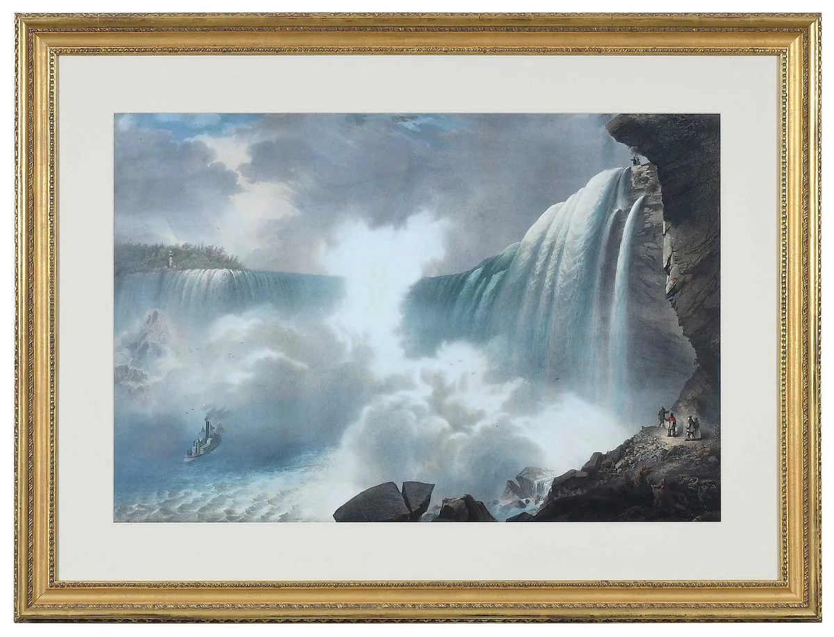 Theodore Benecke, Niagara Falls, Canadian Side, 1856, hand colored lithograph with gum arabic
