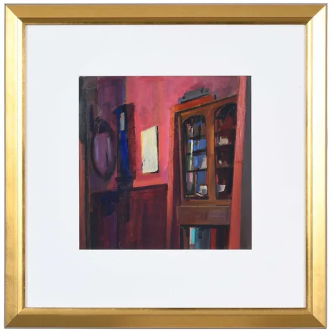 Interior with Cupboard by Richard Fennell, oil on paper, sold Jan 2024