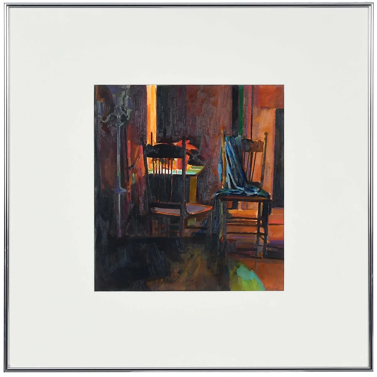 Interiors II by Richard Fennell, 1999, oil on paper, sold Jan 2024