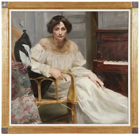 Otto Friedrich, Woman Seated by a Piano, said to be Vera Shapira, Viennese Concert Pianist (1891-1930), oil on canvas