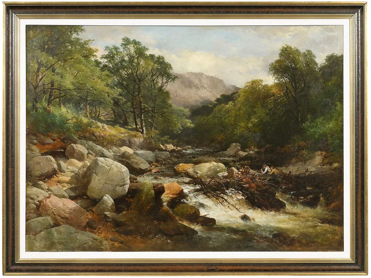 John Syer, Fishing Scene, oil on canvas