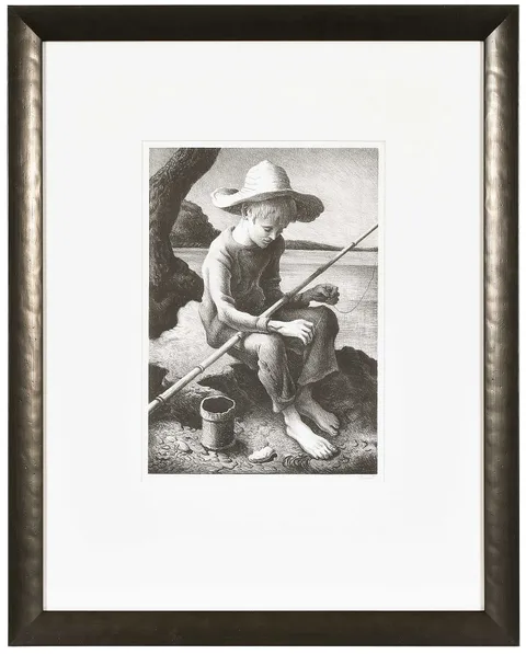 The Little Fisherman by Thomas Hart Benton, lithograph, sold Jan 2024