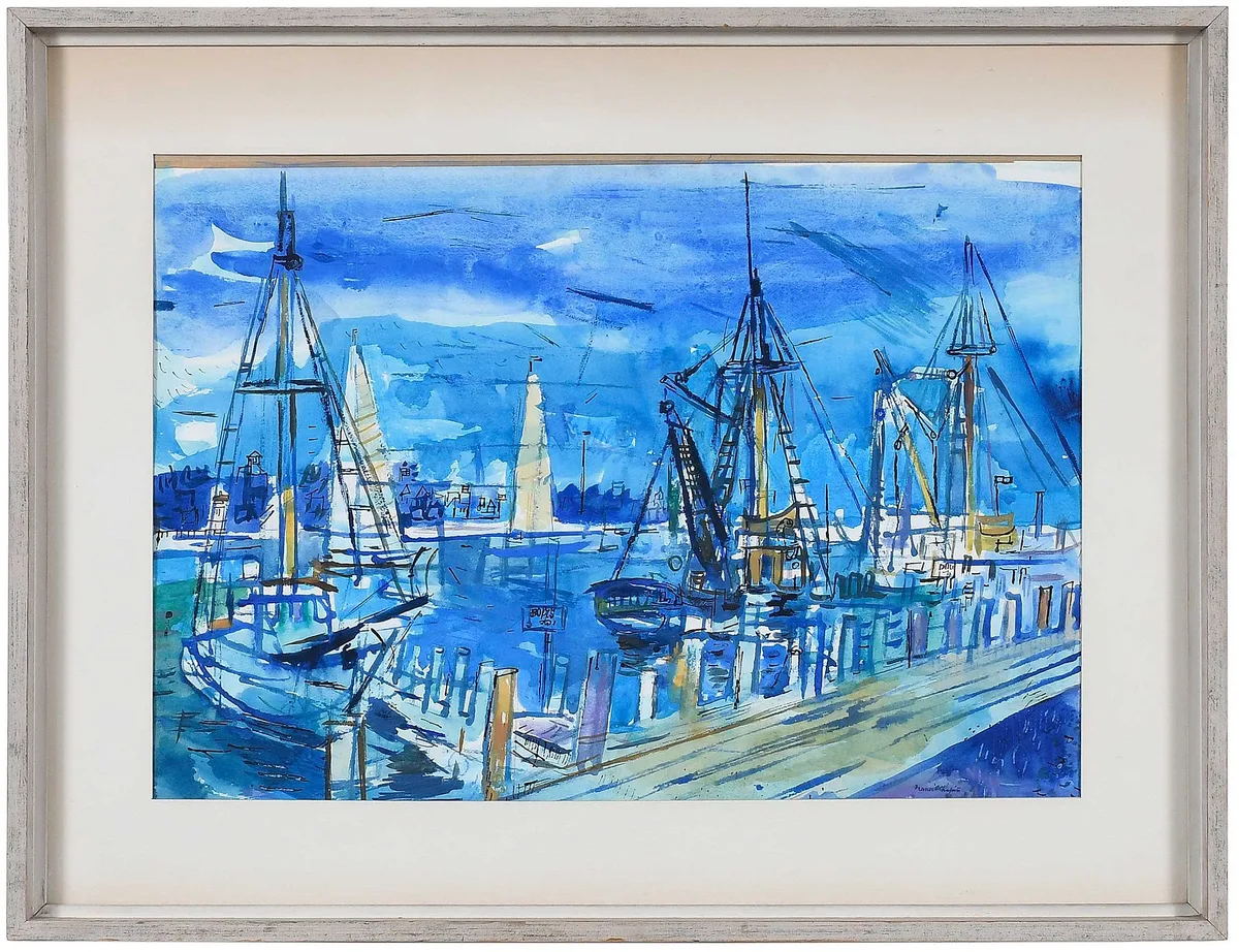 Blue Harbor by Francis Chapin, watercolor on paper, sold Nov 2023