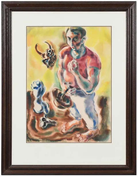 Ezio Martinelli, \r\n\r\nWorkman, watercolor on paper