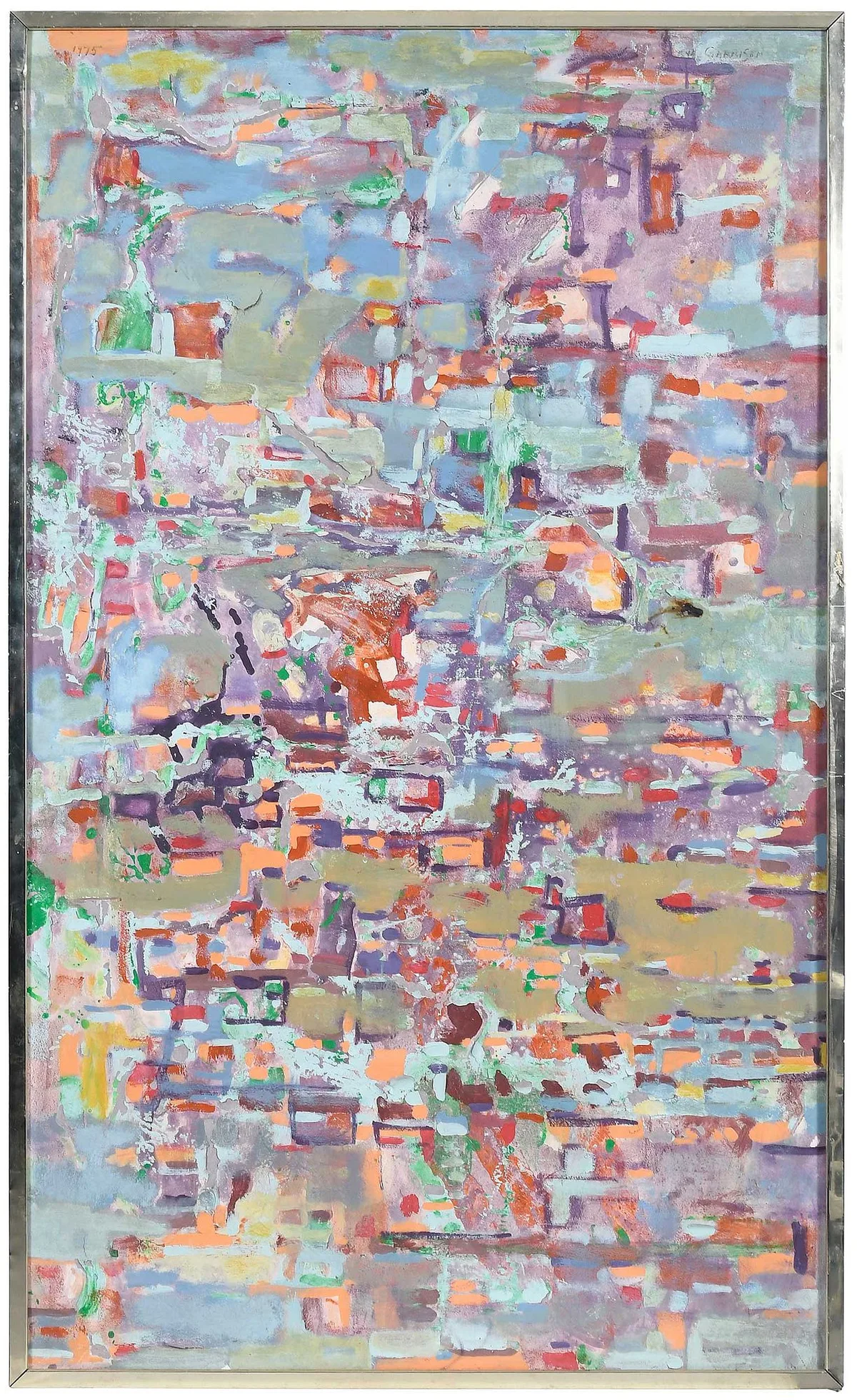 Eve Garrison, Colorful Abstraction, 1975, mixed media on Masonite