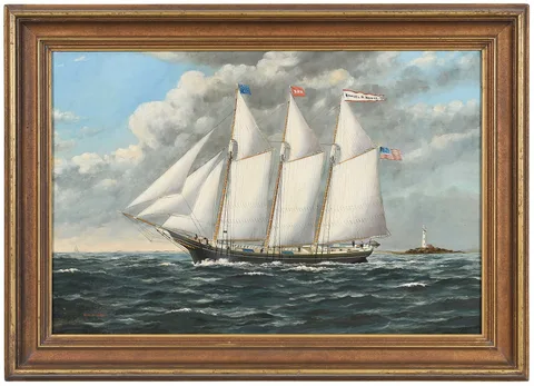 William Pierce Stubbs, The Three Masted Schooner Samuel H. Hawes, circa 1880, oil on canvas