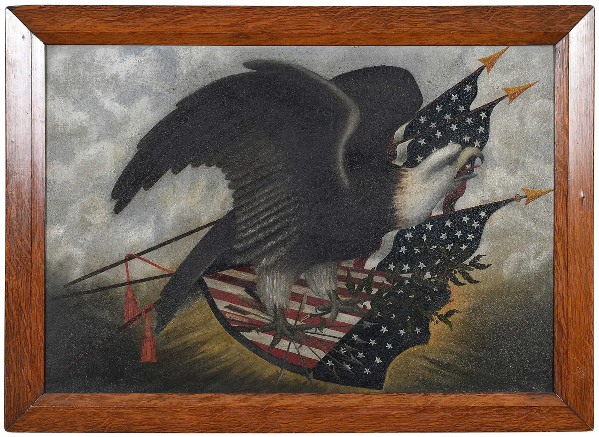 The American Eagle, The American Eagle Grasping the Great Seal, oil on canvas with textured ground
