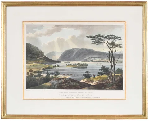 William Guy Wall, Hudson River View, 1825, large hand colored aquatint on heavy wove paper