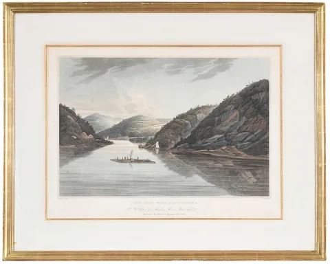 William Guy Wall, Hudson River View, 1823, large hand colored aquatint on heavy wove paper