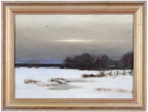Robert Bruce Crane, Snow Laden Field, Long Island, oil on canvas