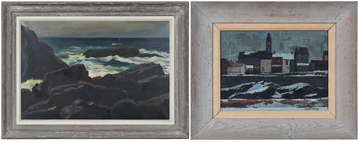 two paintings by Antoniio Martino, oil on canvas, sold Nov 2023