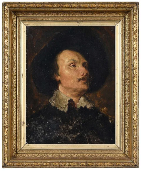 Frank Duveneck, Portrait of a Man in a Hat, oil on panel