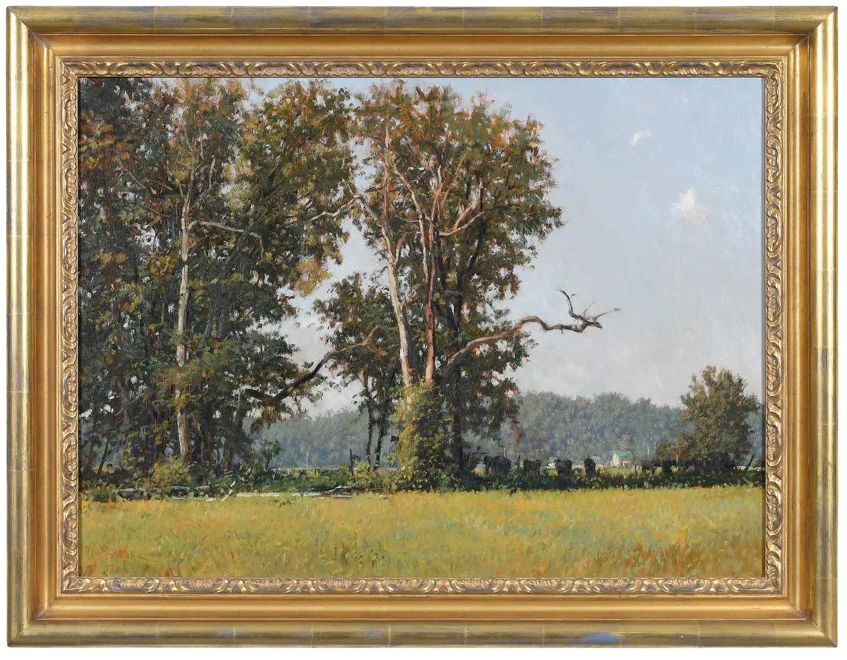 Ron Boehmer, October Light, Shadowed Trees, oil on canvas
