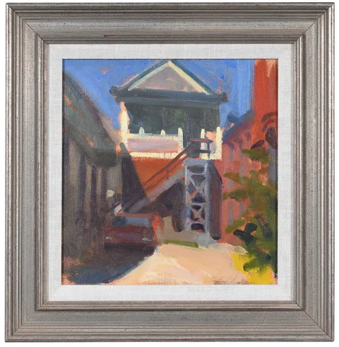 Frank Hobbs, Signal Tower at the Train Station, Staunton, VA, 1998, oil on board