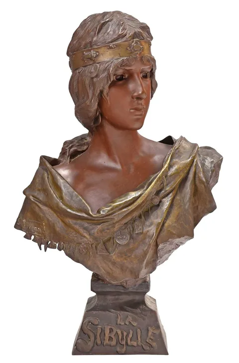 La Sibylle by Emmanuel Villanis, patinated bronze bust, sold Nov 2023