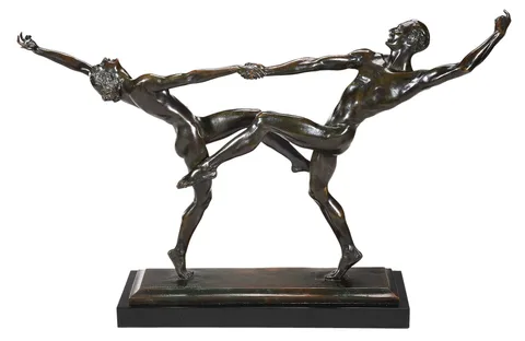 Harriet Whitney Frishmuth, The Dancers, patinated bronze with marble base