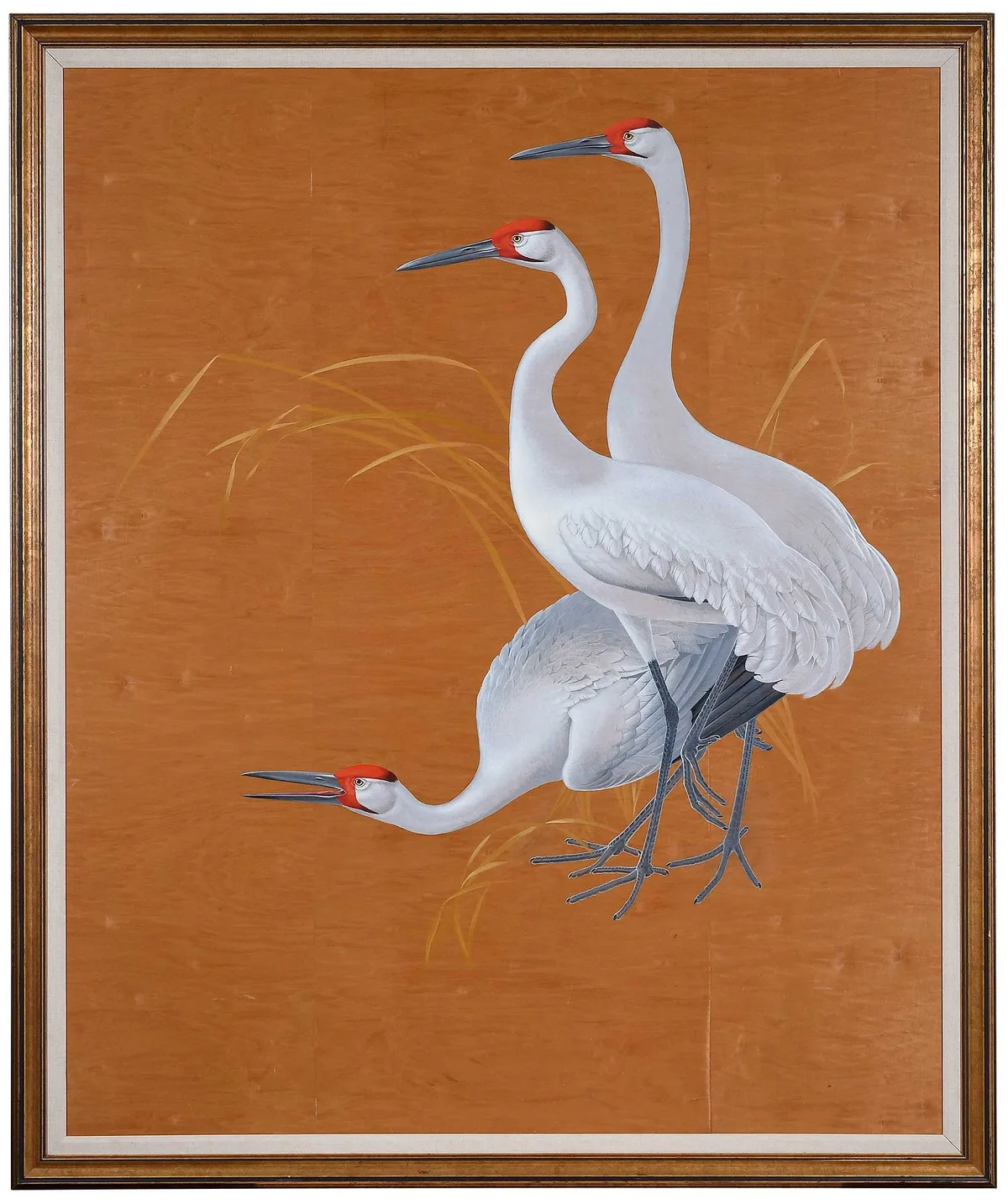 Three Cranes by Athos Menaboni, oil on birch veneered board, sold Sep 2023