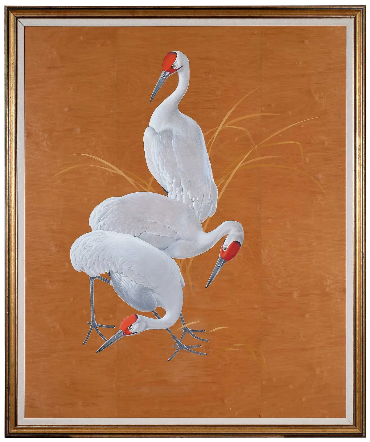 Three Cranes by Athos Menaboni, oil on birch veneered board, sold Sep 2023