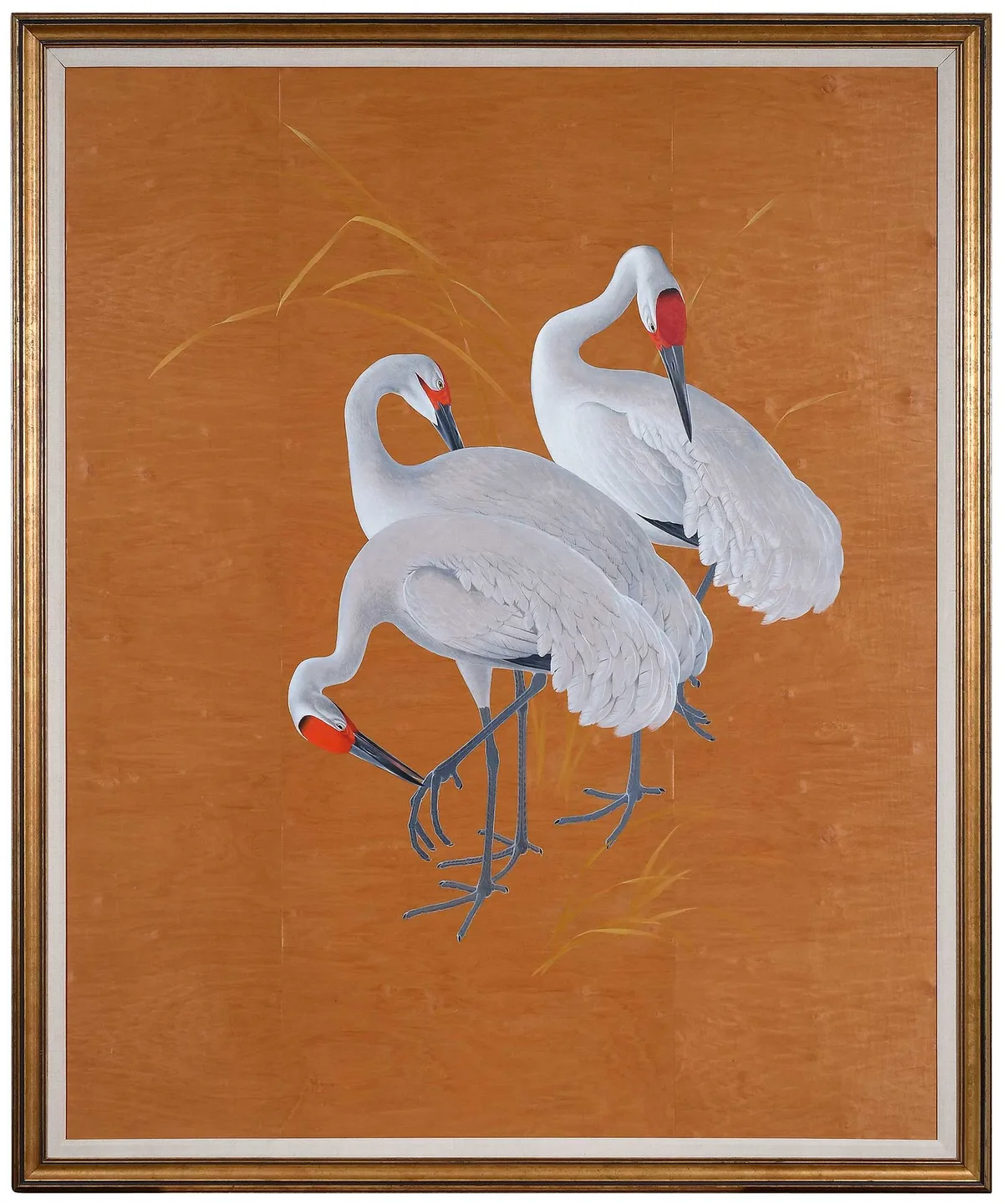 Three Cranes by Athos Menaboni, oil on birch veneered board, sold Sep 2023