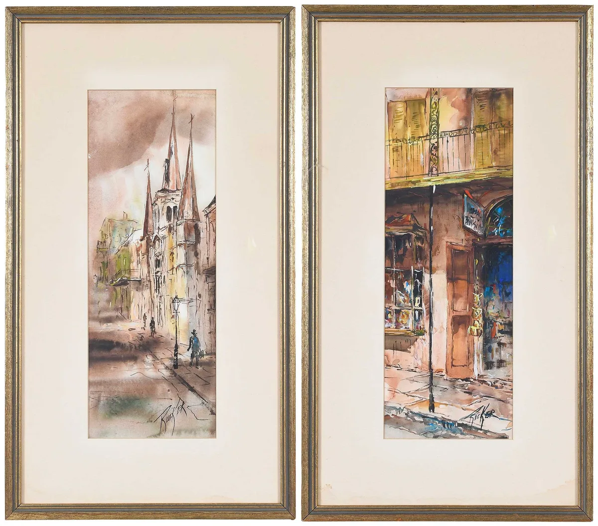 Robert Malcom Rucker, Two views of New Orleans, both signed lower right "Rucker, watercolor on paper