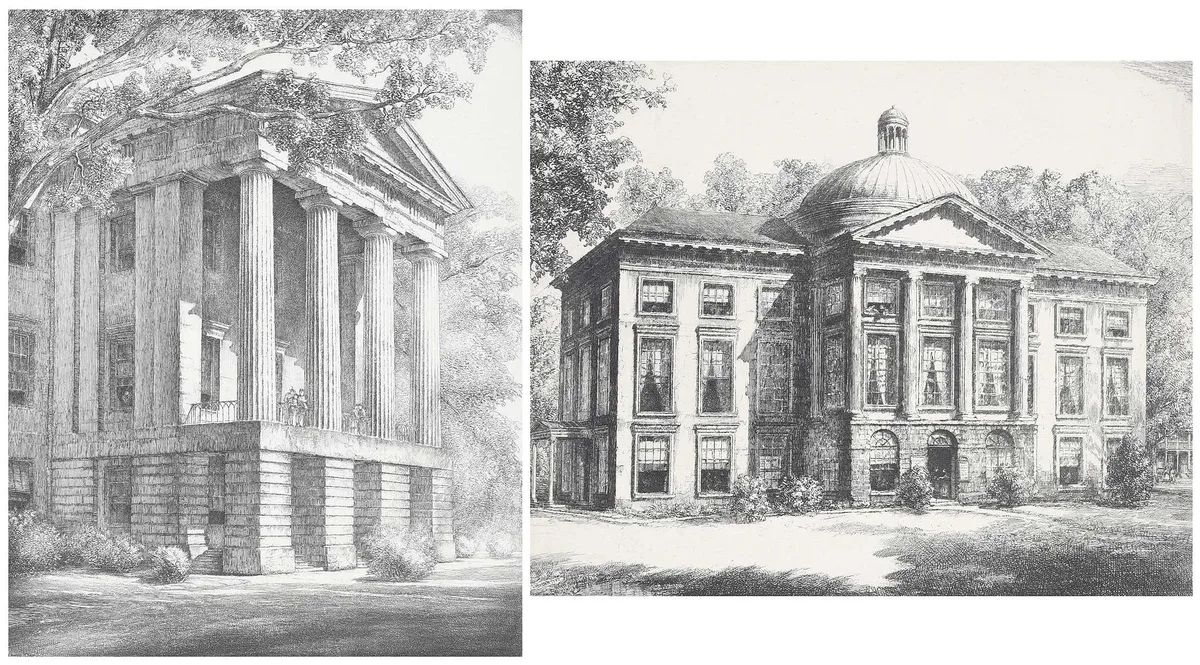 Louis Orr, Two prints: Second State Capitol of North Carolina - Raleigh, etching