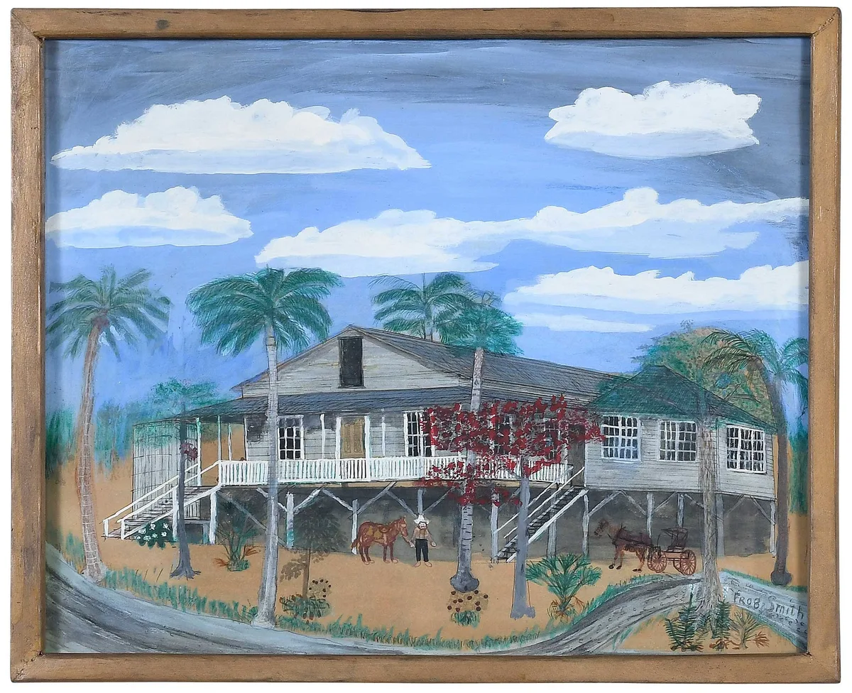 Frog Smith, The Towles House at Punta Rassa, paint and mixed media on paper