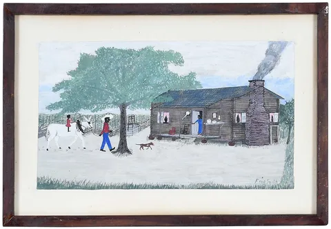 Frog Smith, Log Cabin in the Suwanee River Country, paint on paper