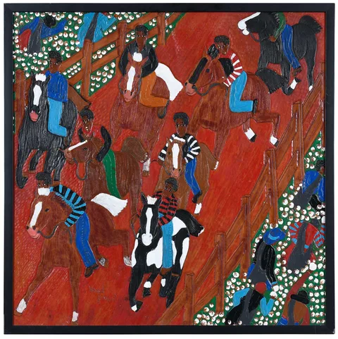 Winfred Rembert, The Good Ole Boys, 2009, dye on carved and tooled leather