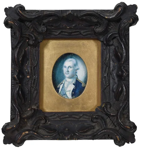 Charles Willson Peale, Rare and Important Portrait Miniature of George Washington, 1779, watercolor on ivory