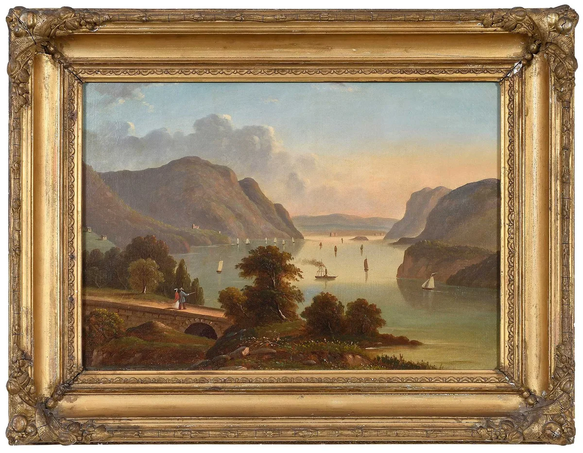 Hudson River Scene by Victor de Grailly, oil on canvas, sold Sep 2023