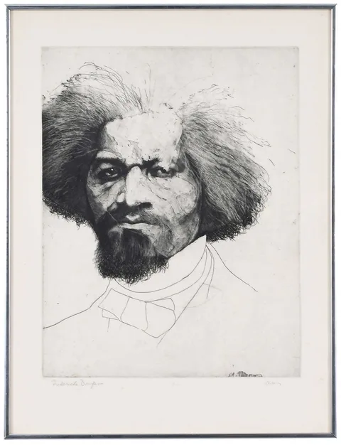 Jr., Frederick Douglass by Charles Wells, drypoint etching, sold Sep 2023