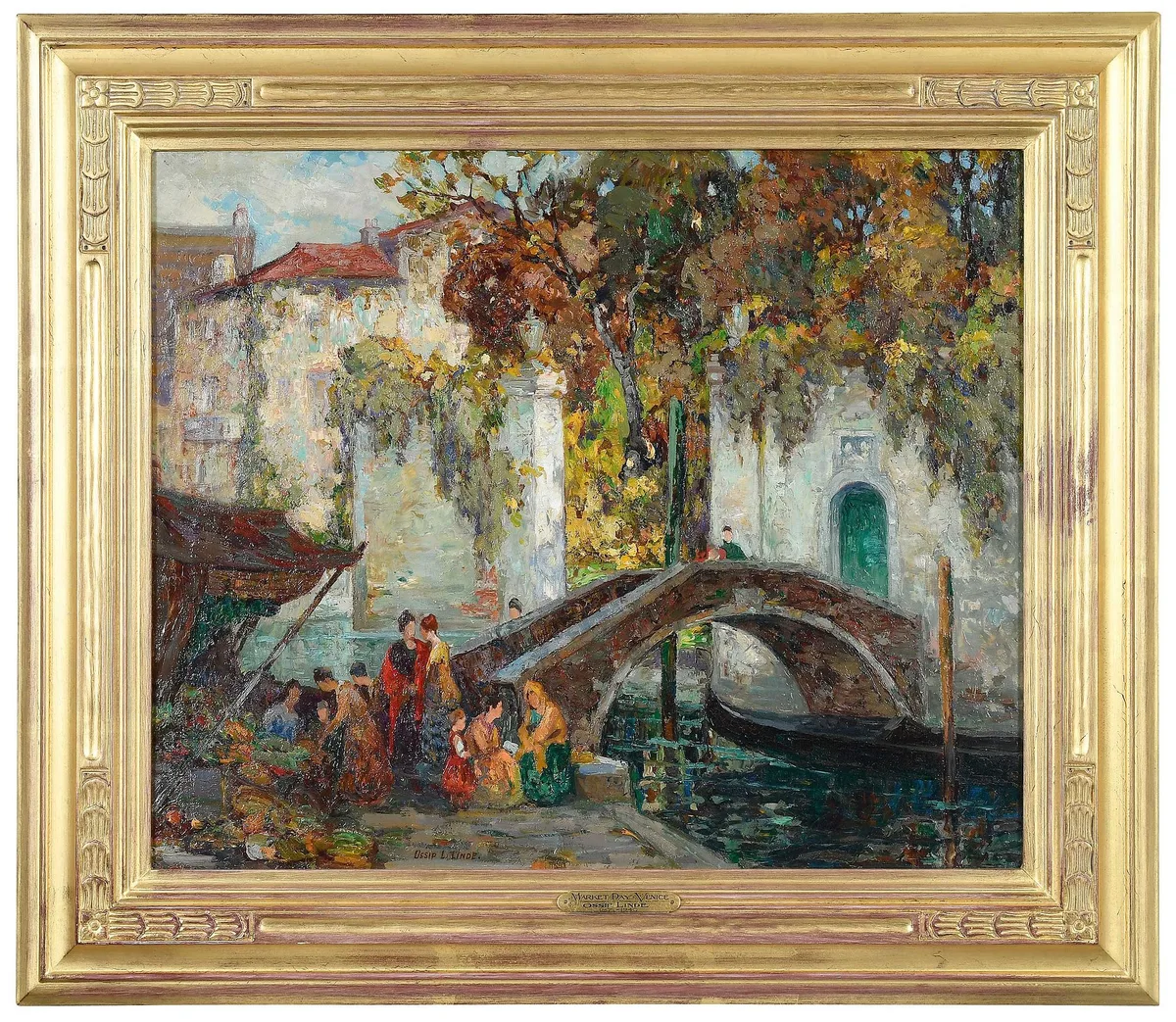Ossip Linde, Market Day, Venice, oil on canvas