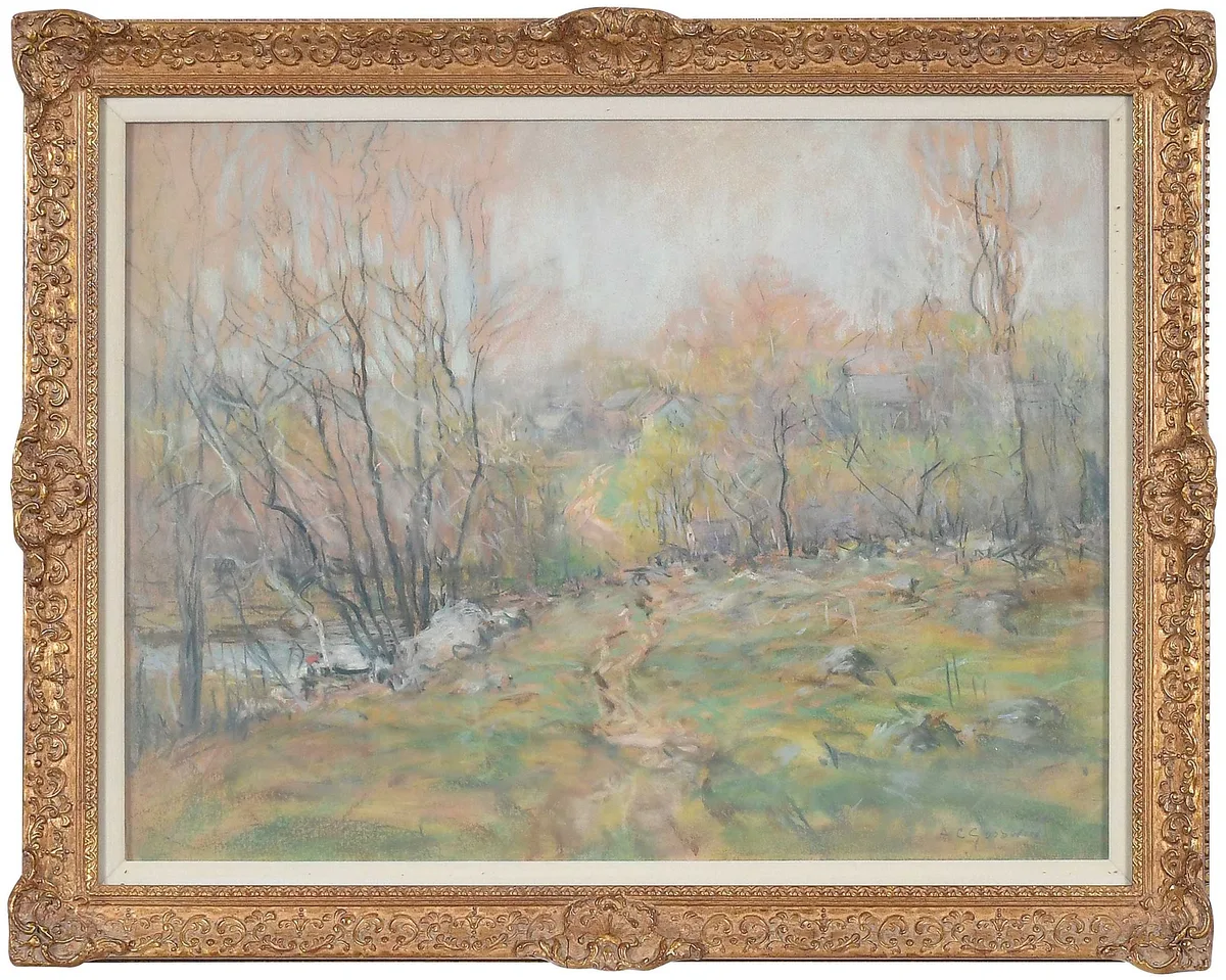 Spring Scene by Arthur Clifton Goodwin, pastel on board, sold Sep 2023