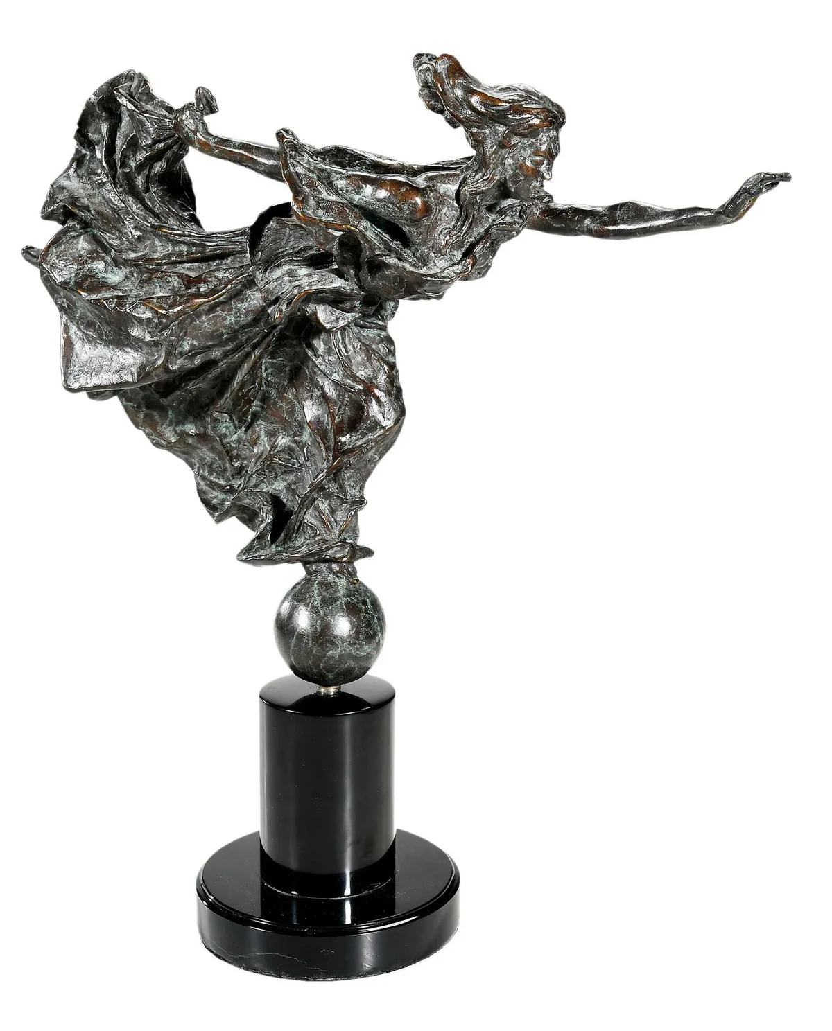 Iphigenia by Raymond Kaskey, patinated bronze rotating on a black marble pedestal base, sold Sep 2023