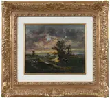 Jules Dupré, A Stormy Landscape with Cows and Sheep