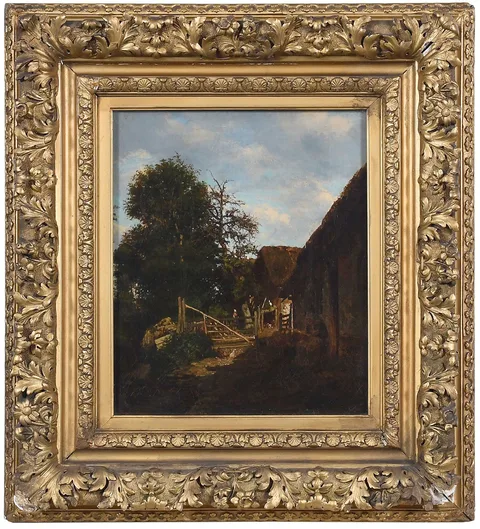 Constant Troyon, Farm Yard, Brittany, oil on canvas