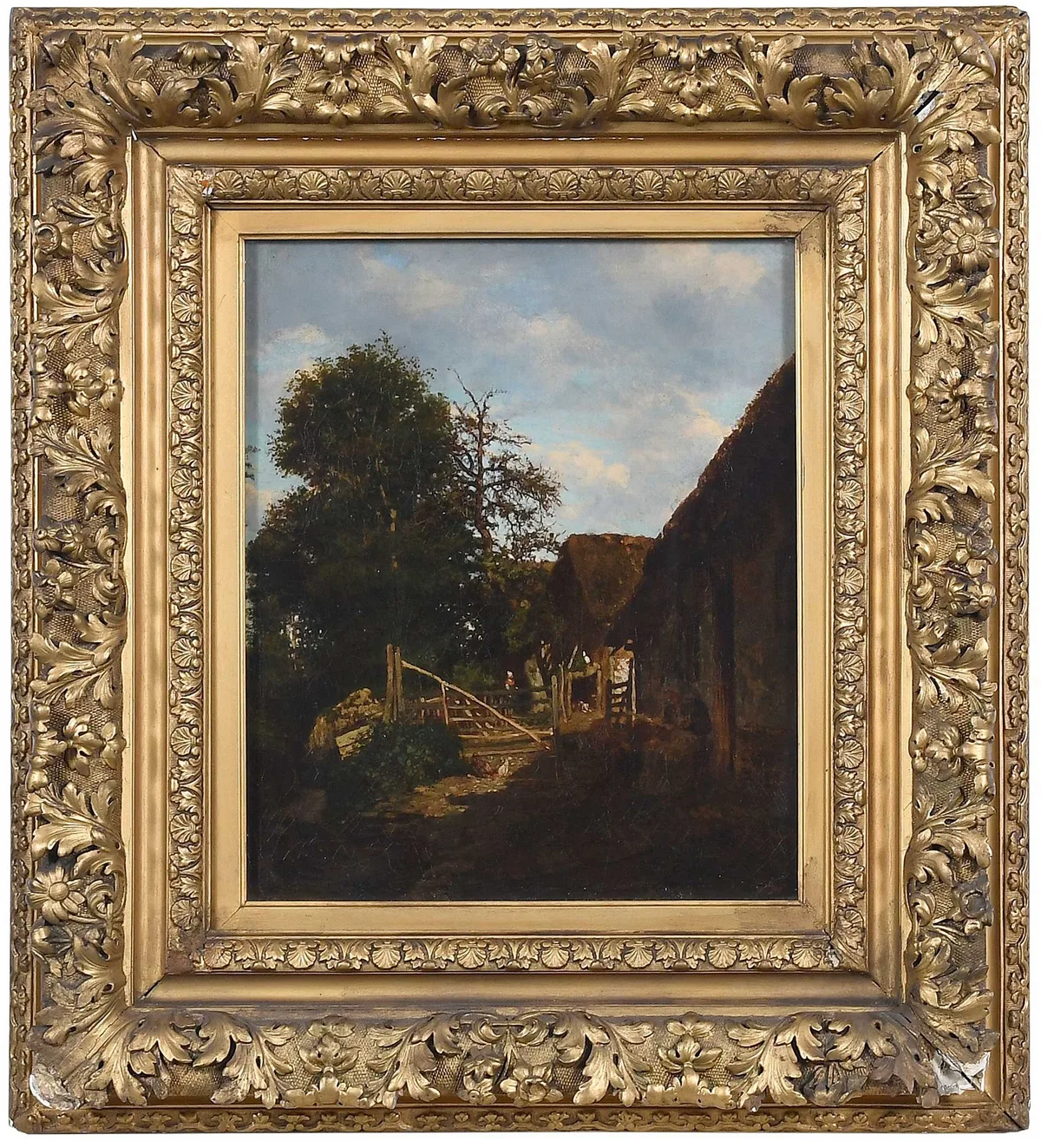 Farm Yard, Brittany by Constant Troyon, oil on canvas, sold Sep 2023