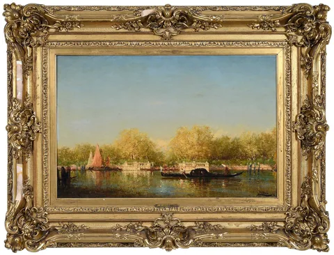 Félix Ziem, View of a Venetian Canal, oil on panel