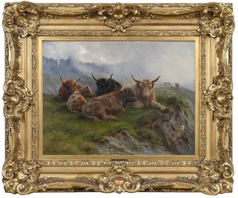 Rosa Bonheur, Cattle Resting in a Highland Field, oil on canvas