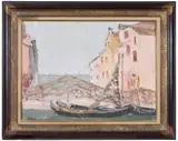 Vladimir de Terlikowski, Coastal Village, estate stamp lower left "Terlikowski